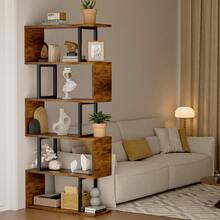 Librero Minimalista Estructura Geométrica En Forma De S - Marrón - Ver 9