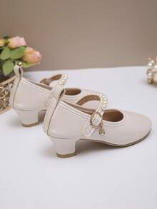 Giày công chúa gót thấp mũi tròn họa tiết băng tuyết mới mùa Thu/Đông, giày da thật thoải mái, nhỏ gọn, phù hợp cho các buổi tiệc và nhiều dịp khác nhau. - Màu be - Xem 5