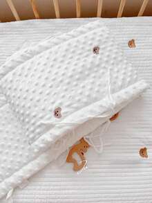 1pc Baby Crib Integrated Soft Bumper Pad, Infant Bed Rail Protector, Newborn Cartoon Embroidery Cushion Crash Pad, Children Anti-Collision Fence - Happy Bear - View 9