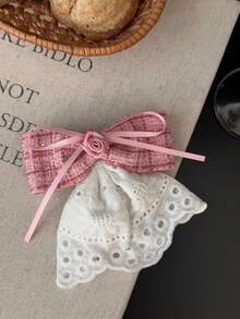 1pc Elegant Bowknot Mesh Veil Hair Clip, Gorgeous Spring Clip For Daily Wear & Party, School Stuff, College, Bows, Cute, Classy, Winter Outfit Women, Hair Accessories