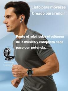 EFFEOKKI TWS 2 en 1 Smartwatch con Auriculares - Bisel de Aleación de Zinc, Pantalla Redonda de 1.46", Función de Llamada Inalámbrica, Reproducción de Música, NFC, Múltiples Modos Deportivos, Seguimiento de Actividad Física, Compatible con iPhone y Android - D13/Correa negra/Bisel de aleación de zinc - Ver 9