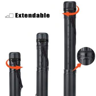 17. 7" Black Plastic Extendable Poster Tube Storage For Documents, Blueprints & Artworks, 204. 18 Cubic Inches Capacity