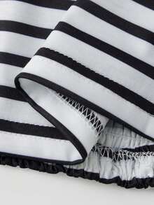 Women's 2 Piece Striped Sets Strapless Crop Top Elastic Waist Wide Leg Long Pants Y2k Casual Comfy Loungewear Set Summer Streetwear Vacation Outfit - 白色 - 查看 6