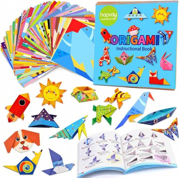 Hapray Origami Kit For Kids Ages 5-8 8-12, With Guiding Book, 98 Sheets Paper With 47 Patterns, DIY Art And Craft Projects, Beginners Children&#39;S Day Gift Boy Girl