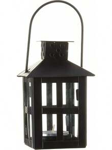 Luminoso Plata Mini-Lantern té Titular de la luz con Velas de Soja, - Blanco - Pequeño - Ver 1