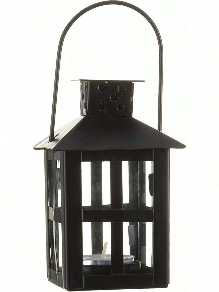 Luminoso Plata Mini-Lantern té Titular de la luz con Velas de Soja, - Blanco - Pequeño - Ver 1