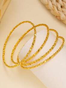 4 件/套 18k 镀金编织线手镯，时尚女士，适合派对、聚会、礼物、日常佩戴