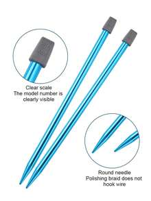 1 Set Of 14 Pcs 25cm/35cm Grey Knitting Needles, 2.0-10.0mm Colorful Knitting Needle Set, DIY Tools For Knitting Sweaters, Scarves, Socks, Etc. - Multicolor - View 7