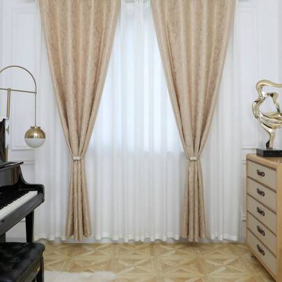 Cortina blackout opaca com babados, em formato de U, 1 peça, 145 x 250 cm (largura 145 cm, altura 250 cm)