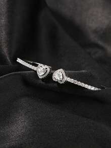 Fashionable & Elegant Heart-Shaped Bracelet, Zinc Alloy With Rhinestones Jewelry, Suitable For Men & Women, Party/Birthday Gift - Diamond Heart Bracelet - View 10