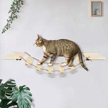 Wooden Cat Bridge, Cat Climbing Wall, For DIY Catwalk, Cat Hammock And Cat Wall For Most Kittens, Medium And Large Cats, 32.5 * 15.5 * 85 Cm - 原木色 - 查看 4