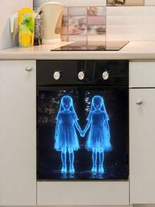 1 miếng dán trang trí nhà bếp tủ kính hình cô gái cầm tay trong đêm Halloween, miếng dán PVC, miếng dán tường hình cô gái, miếng dán tường nhà hình cô gái cầm tay trong đêm Halloween - Nhiều màu - Xem 3