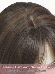 Hair Toppers For Hair Loss 18inch Hair Pieces For Women 6.5X6.5 Inch Hair Topper Adding Extra Hair Volume, Light Brown With Highlights Straight Hair Toppers For Women - 挑染棕色 - 查看 5