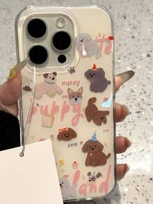 可爱小狗全屏挂件手机壳，兼容 17 Air、17 Pro Max、16、15 Pro Max、13、14 Pro、12、11 Plus，果冻软硅胶涂鸦保护套 - 小狗 - 查看 3