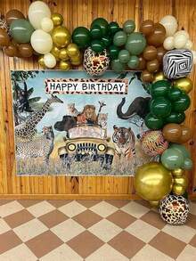 25/45/60 piezas Globos de Aventura en la Selva Verde Marrón Beige Bosque Salvaje, Adecuados para Fiesta de Revelación de Género, Despedida de Soltera, Fiesta de Carnaval, Fiesta de Cumpleaños, Ceremonia de Graduación, Aniversario, Despedida de Novia, Navidad, Baby Shower - Multicolor - Ver 9