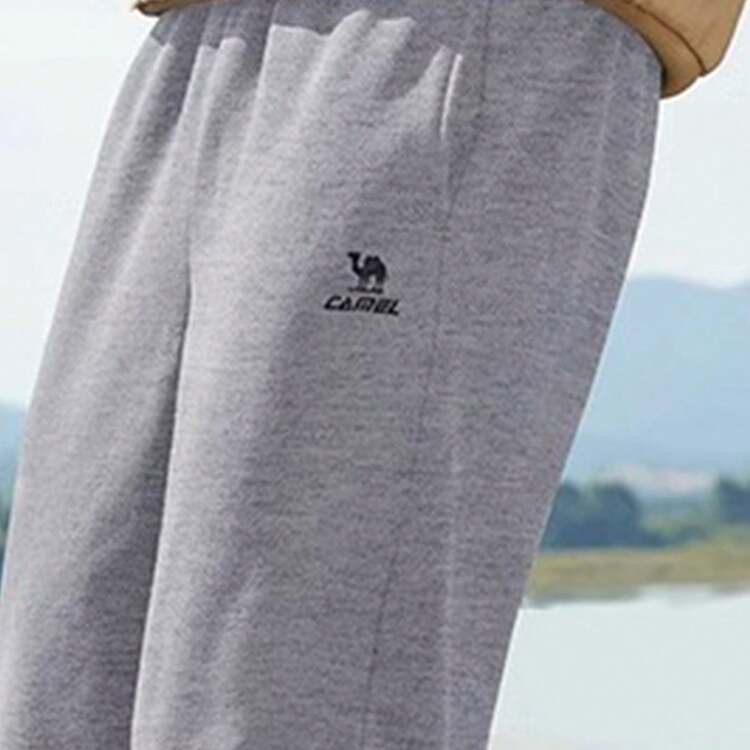 CAMEL CROWN 男士休闲针织裤，锥形裤腿，户外运动裤，加绒保暖裤 - 深花灰 - 查看 4