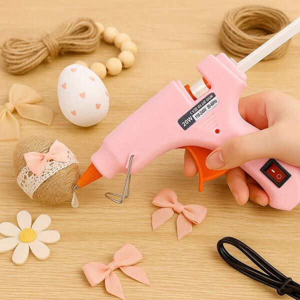 Mini Heißklebepistole, 20W Elektrische Klebepistole, Silikon-Pistole, Modell mit Stecker, schnelles Aufheizen, für 7mm Klebstoffsticks, Multifunktionales Industrielles Hochtemperatur-Klebewerkzeug, Mini Klebepistolen-Set, Klebepistolen-Set-Kombi, für Basteln in Schule und Zuhause, für 7mm Klebstoffsticks, Rosa Klebepistolen-Kombi