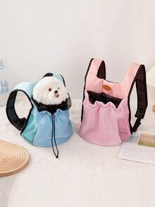 1pc New Simple Pet Bag Dog Cat Pet Backpack Top Hole Adjustable Exposed Chest Bag Small And Medium Pet Outing Bag Portable Mesh Breathable Wide Shoulder Strap Pet Backpack Shoulder Strap Adjustable All Seasons Available