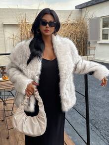 Seelio 秋冬新款厚人造毛领人造毛内衬中长款时尚皮草大衣