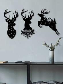 1 PIEZA Adorno colgante de ciervo de metal navideño, transmite un ambiente festivo con elementos de copos de nieve y estrellas, puede decorar espacios, adecuado para salas de estar, árboles de Navidad, tiendas, fiestas - Opción de regalo de calidad, regalo del Día de la Mujer - Decoraciones, Decoración del hogar, Decoración de pared, Decoración de habitación, Decoración de sala de estar, Decoración de la casa, Arte de pared enmarcado, Arte de pared con marco, Decoración de baño, Decoración de otoño, Decoración de invierno