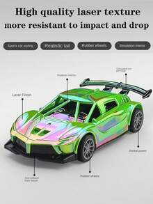 Large Alloy Die-Cast Toy Car, Inertial Front-Wheel Drive Car, Sports Car Model, Toy Car, Toy For Boys, Children Toy Car, Random Color And Pattern Toy Car - Multicolor - View 2