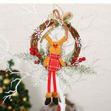 1 pieza Guirnalda artificial de 12 pulgadas con bayas rojas y piñas, decoración de corona de puerta, centro de mesa con velas y accesorios para el hogar en invierno y fiestas navideñas