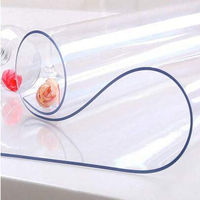 1 pieza Manteles individuales para mesa engrosados de PVC transparente, protector impermeable, a prueba de aceite, resistente a los arañazos y al calor, adecuado para la decoración de manteles de mesa de comedor en el hogar y el hotel, así como para colocar el ordenador