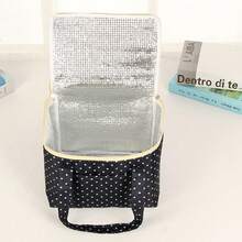 1 pieza Bolsa de picnic de tela Oxford con estampado de lunares, bolsa de hielo cuadrada de gran capacidad, bolsa bento portátil, bolsa de almuerzo