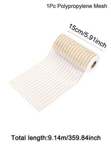 1Roll 10 Yards Christmas Mesh Ribbon For Wreaths, Christmas Tree Toppers, Beige White Gold Glitter Foil Decorative Mesh Rolls For DIY Wreath Bow Ribbon Christmas Tree Decor Seasonal Craft&Home Decor Christmas Decorations 2025 Room Decor Winter Christmas Decorations Home Christmas Gifts Christmas Decor