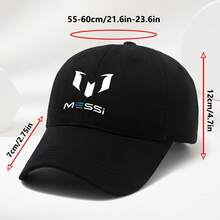 MESSI Logo Baseball Cap - High-Quality, Soft, Comfortable, Breathable, Adjustable Sun Hat For Men & Women - Stylish Black With White Emblem, Perfect For Spring & Summer Outdoor Activities - 灰色 - 查看 3