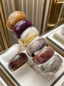 1 件超大粗多色树脂手镯，时尚简约风格，亚克力手镯套装适合女性，适合日常佩戴、约会、派对和工作 - 異性 - 查看 9