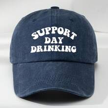 1 Piece MAKEFGE Casual Polyester Baseball Cap, Soft Non-Stretch Fabric, Letter Pattern, Hand Washable, Supports Japanese Drinking Style Washing Cap, Suitable For Outdoor Sports And Sun Protection - 藏青 - 查看 12