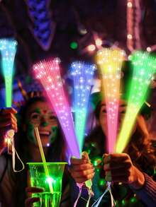12支裝光纖發光棒 彩色亮片光纖發光棒 LED發光棒 夜場派對用品 適用於婚禮派對、生日派對、演唱會、酒吧DJ、復活節、萬聖節、聖誕節與新年派對 - 彩色 - 查看 2