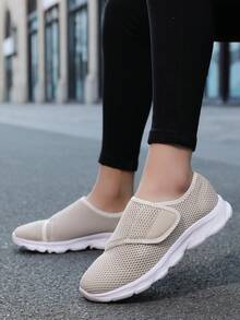 Sapatos ajustáveis para idosos, com fecho de , sola macia, calçados casuais para pais, mães e avós, adequados para primavera e verão - Caqui - Ver 13