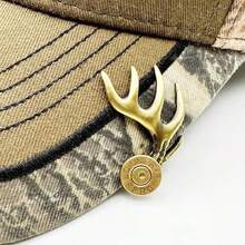 1pc Durable Alloy Antler Hat Clip For Hunting & Outdoor Adventures - Adjustable Deer Head Design With Golden Accents, Perfect Gift For Fathers And Hunters - Multicolor - View 8