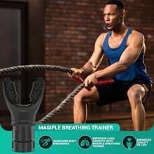 Portable Breathing Trainer With Pure Silicone Adjustable Oxy-Fit Breathe Trainer, Adjustable Muscle Trainer With Soft Silicone For Strengthen Breathing Exercise, Easy To Clean And Use - màu đen - Xem 10