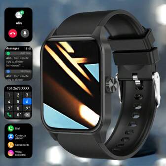 Men Women Smartwatch Full Touch Square Sports Fitness Smart Watch Making Call Pedometer Alarm Clock Music Remote Control Watches Custom Watch Face For Android IOS Smart Bracelet