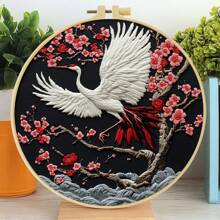 1 Piece Embroidery Set, 20x20cm/7.9x7.9 Inches, Beautiful Crane Pattern, Handmade DIY Embroidery Set For Adults And Beginners, Includes Embroidery Cloth, Instruction Manual, Embroidery Stretch And Needle And Thread, Suitable For Holiday Gifts For Friends Or Family, Furniture, Office Craft Artwork