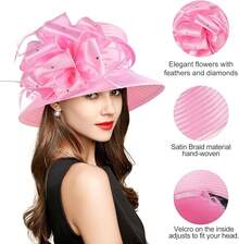 2025 Bucket Hats Women Ladies Girls, Organza Derby Fascinator Hat Tea Party Bridal Church, Hats - A-4585粉紅色 - 查看 6