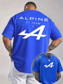 Men's Motorsport T-Shirt | "ALPINE F1 TEAM" Racing Fan Tee |  Streetwear | 100% Cotton | Unisex Fit | Collector's Gift for Motorsport Enthusiasts - Azul - Ver 1