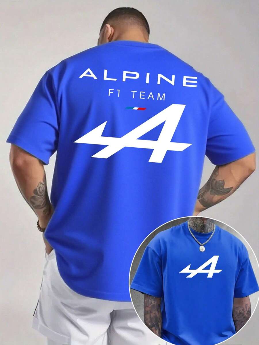 Men's Motorsport T-Shirt | "ALPINE F1 TEAM" Racing Fan Tee | Streetwear | 100% Cotton | Unisex Fit | Collector's Gift for Motorsport Enthusiasts - Azul - Ver 1