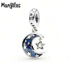 Manyilus Manyilus 1 Stück Sterling Silber Anhänger Perle Clip, Stern Mond funkelnde Diamanten Herz Charm Serie. Geeignet für Armbänder, Halsketten und Armreifen, es ist ein ausgezeichnetes Schmuckgeschenk für Freunde, Familie und Damen - ideal als Geburtstagsgeschenk, Muttertagsgeschenk und Freundschaftstagsgeschenk.