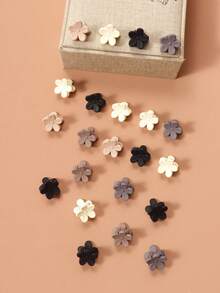 30pcs Coffee-Colored Mini Flower Hair Clips, 2cm Small Size, Sweet & Fresh Princess Style Bangs & Side Braid Hair Accessories, Versatile For Daily Use Fashion Hair Claw Clips Autumn Accessories Fall Hair Clutch Winter Accessories For Vacation Outfits Woman Summer - Multicolor - View 4