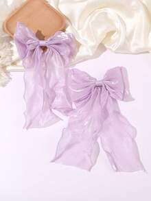 4pcs Cute & Fashionable Hair Clips, Large Colorful Polyester Bow Hair Clips, Stylish Hair Accessories, Girls Hair Decorations - Multicolor - View 10