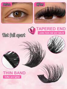 192/216/240 D Curl Large-Capacity False Eyelash Extensions Kit With Eyelash Extensions Adhesive, Tweezers, And Eyelash Brush. Fluffy, Thick, And Soft False Eyelash Extension Set, 60d 80d 100d 10-16mm Mixed-Length Individual Eyelash Clusters. Natural Look Style And Thin False Eyelashes For Daily And Dating, Cosplay, Night Party, Club, Stage, Carnival, Bridal,Wedding Makeup, Fake Eyelashes Gift Set For Women, Girlfriendlash Clusters Kit,Lashes,Eyelashes,Fake Lashes - Pink - View 8