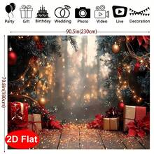 1 件 2D 平面横幅，圣诞树、枫叶和礼物主题背景布，适合节日派对和摄影 - 彩色 - 查看 5