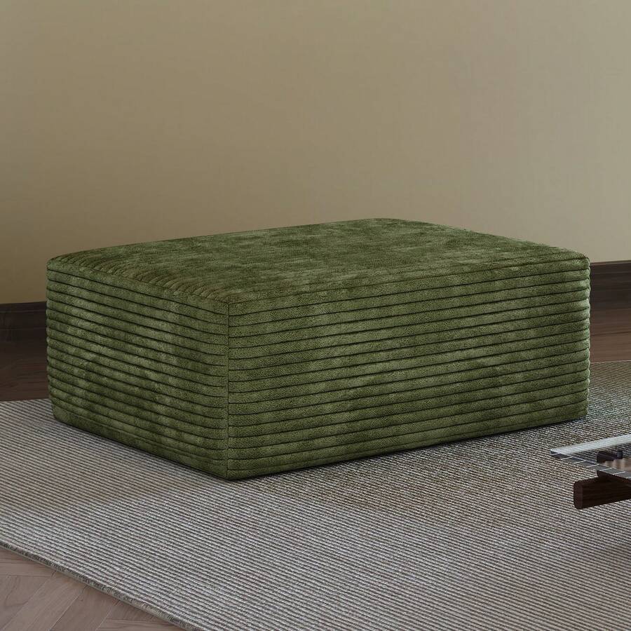 LUCKHAO 37.40"Sofa Ottoman ,No Assembly Required,White(Plush Corduroy Fabric) DIY Sofa Chairs, No Assembly Required Suitable For Balconies, Living Rooms, Bedrooms - 綠色 - 查看 1