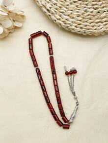 1pc 33pcs Cylindrical Glass Bead Tasbih, Elegant & Suitable For Men's Daily Wear - 33 Cylindrical Glass - View 5