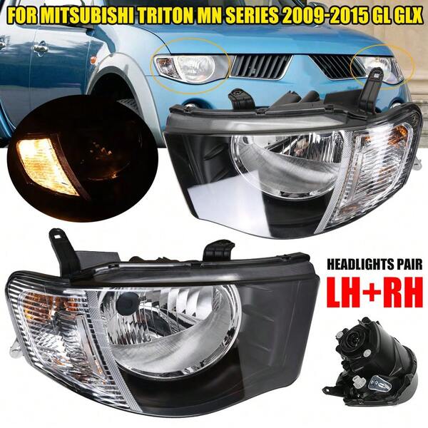 1 Pair LH+RH Head Light Front Lamp For Mitsubishi Triton Ute MN 2009~2015 GL GLX Pair LH+RH Headlights For Mitsubishi Triton UTE MN Head Lamps GL GLX 2009~2015