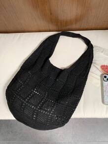 网眼轻便折叠斜挎包、大容量手提托特包、休闲百搭镂空学生包、户外度假购物袋，采用纱线编织而成，拥有米色、黄色等柔和色调。采用开放式设计，散发出慵懒奢华的气息。